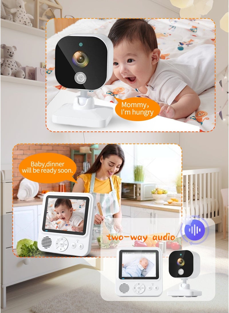 وين هولدر شاشة مراقبة أطفال LCD مقاس 2.8 بوصة، مزودة بكاميرا مراقبة ورؤية ليلية، لاسلكية وصوت ثنائي الاتجاه، مستشعر حرارة، وأغانٍ هادئة، لا تحتاج إلى واي فاي، عمر بطارية طويل، مثالية للأطفال الرضع وكبار السن والحيوانات الأليفة. - Image 4